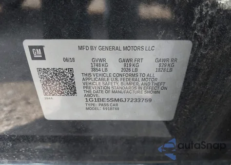 2018 Chevrolet Cruze Lt from USA, damaged, VIN 1G1BE5SM6J7233759